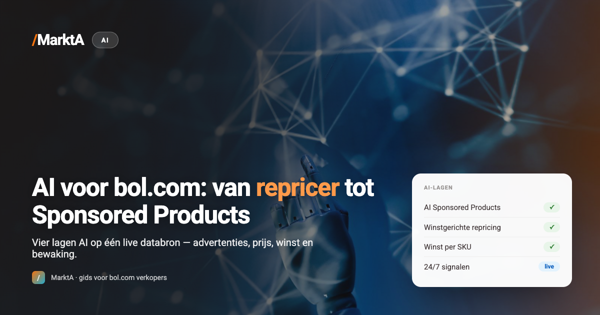 Robotarm die een digitaal netwerk aanraakt — AI voor bol.com verkopers
