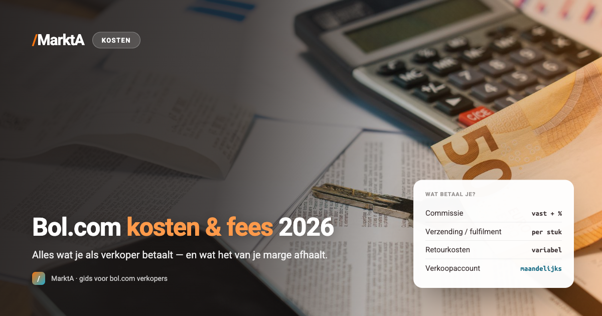 Eurobiljet met rekenmachine en documenten — bol.com kosten en fees berekenen