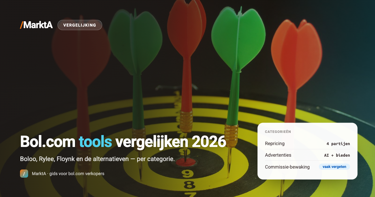 Laptop met vergelijkingstabel op het scherm — bol.com tools naast elkaar gezet