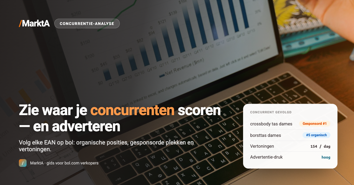 Analyse van concurrentposities op bol.com — organisch en gesponsord per zoekterm